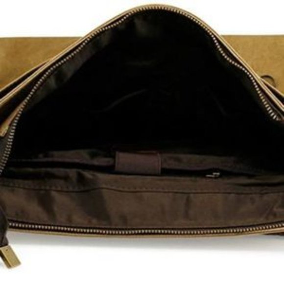 COPY - NEW Genuine Leather Canvas Messenger Bag - Picture 9 of 15